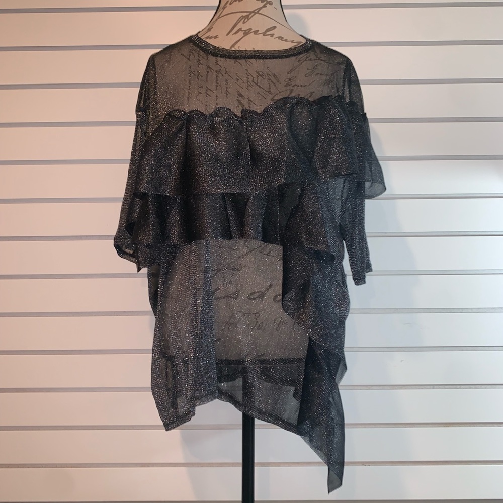 BP. Metallic Sheer Ruffle Top